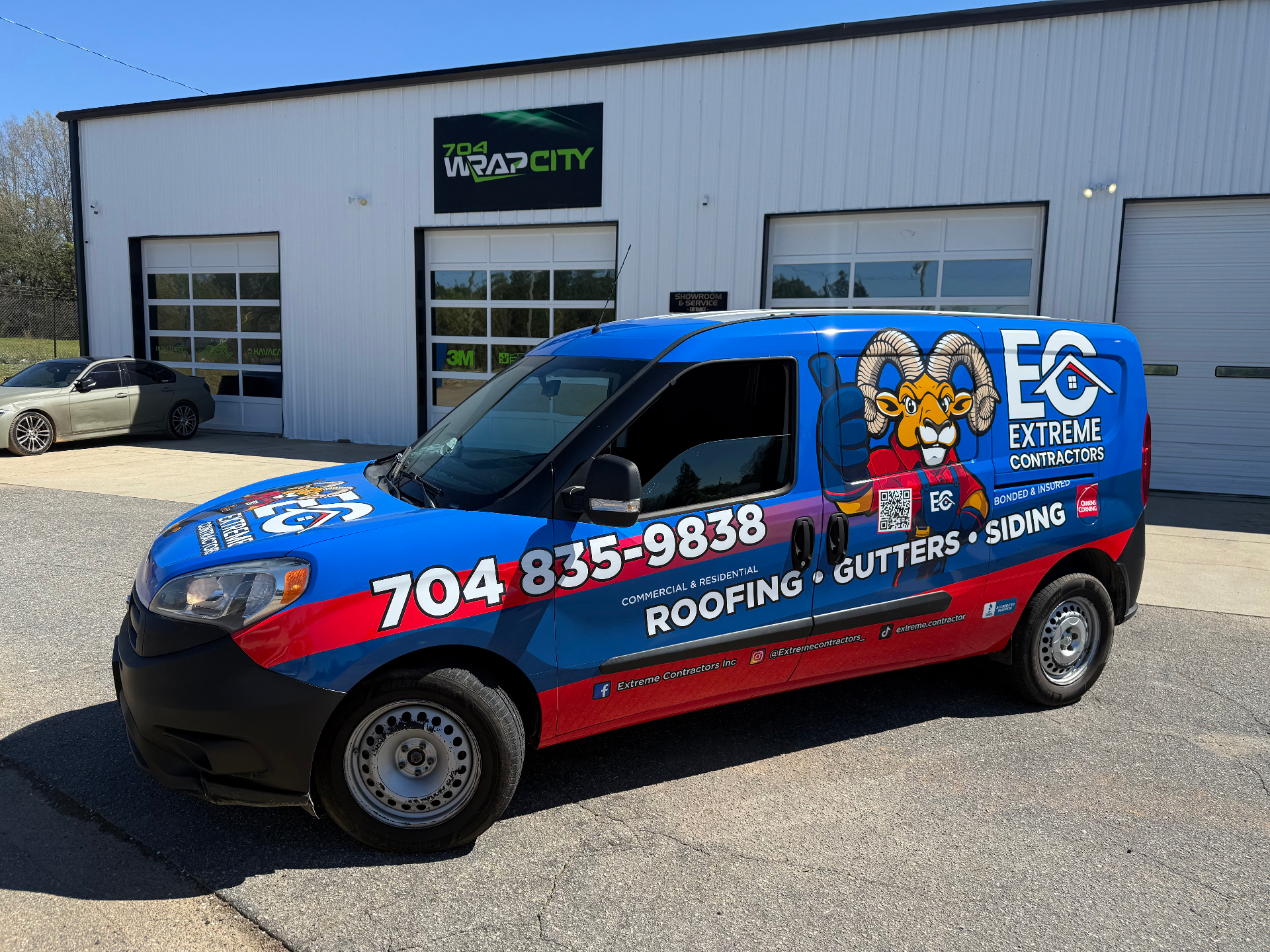 Extreme Contractors Ram ProMaster City van wrap with ram mascot