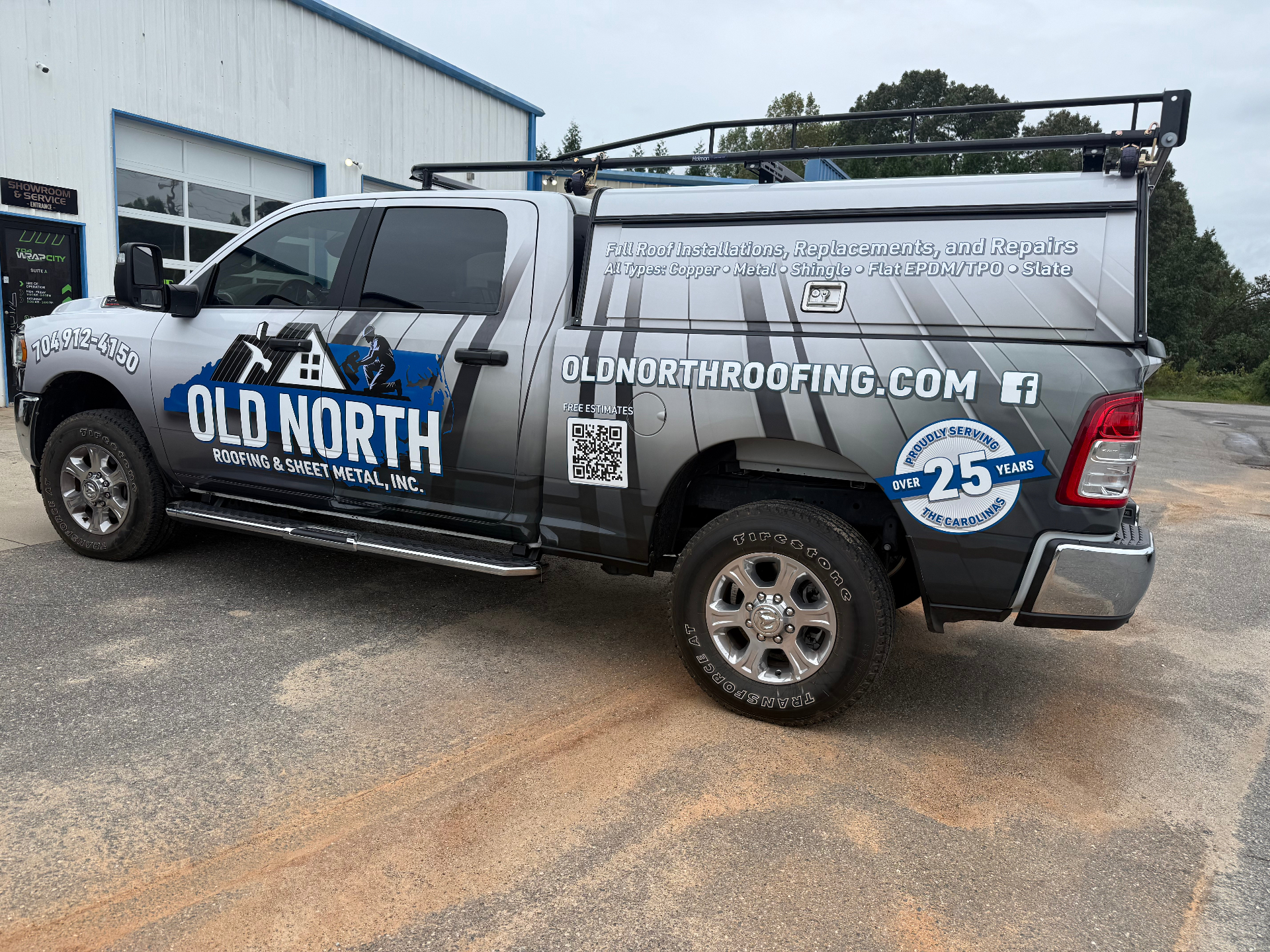 Old North Roofing & Sheet Metal Ram 2500 commercial truck wrap